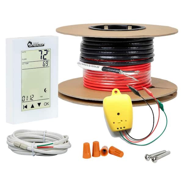 80 sqft Electric Tile Radiant Warm Floor Heated Kit W/Thermostat Cable Guides 