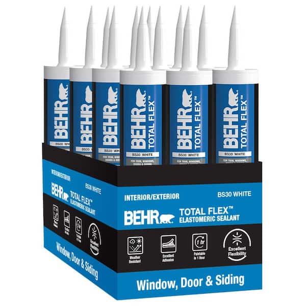 BEHR Total Flex 10.1 fl. oz. White Elastomeric Window and Door Sealant (12-pack)