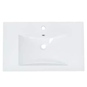 30 in. Drop-in Resin Bathroom Sink in White with 1-Faucet Hole and Drain Hole