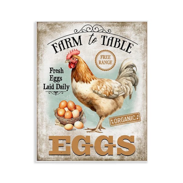Vintage Farm Eggs by Creatif Belle Unframed Animal Graphic Art Print 14 in. x 11 in.