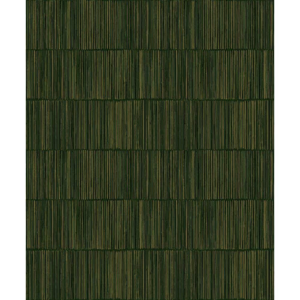 Boutique Collection Green Shimmery Geometric Bamboo Stripe Non-Pasted Paper