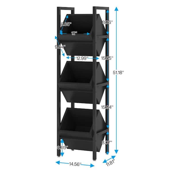BYBLIGHT 1 Piece 3-Tier Black Fruit Vegetable Storage Basket Stand