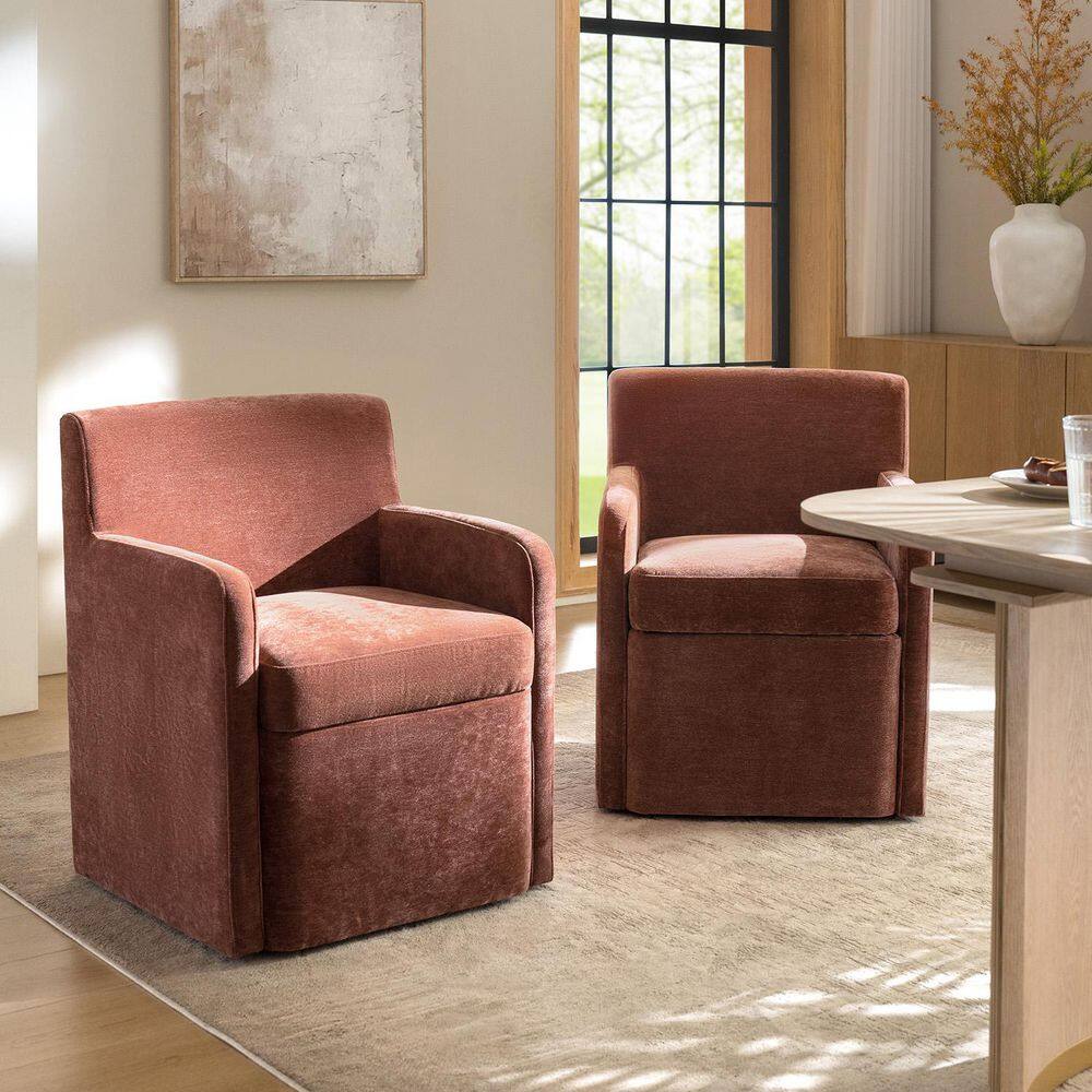 JAYDEN CREATION Anna Rust Modern Polyester Dining Chair with Built