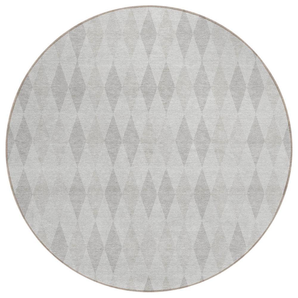 Gray 8 ft. Round Woven Geometric Round Indoor/Outdoor Area Rug price history on PriceWatchPro