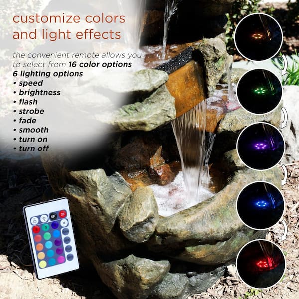 Alpine Corporation 51 in. Tall 6-Tier Rainforest Color-Changing