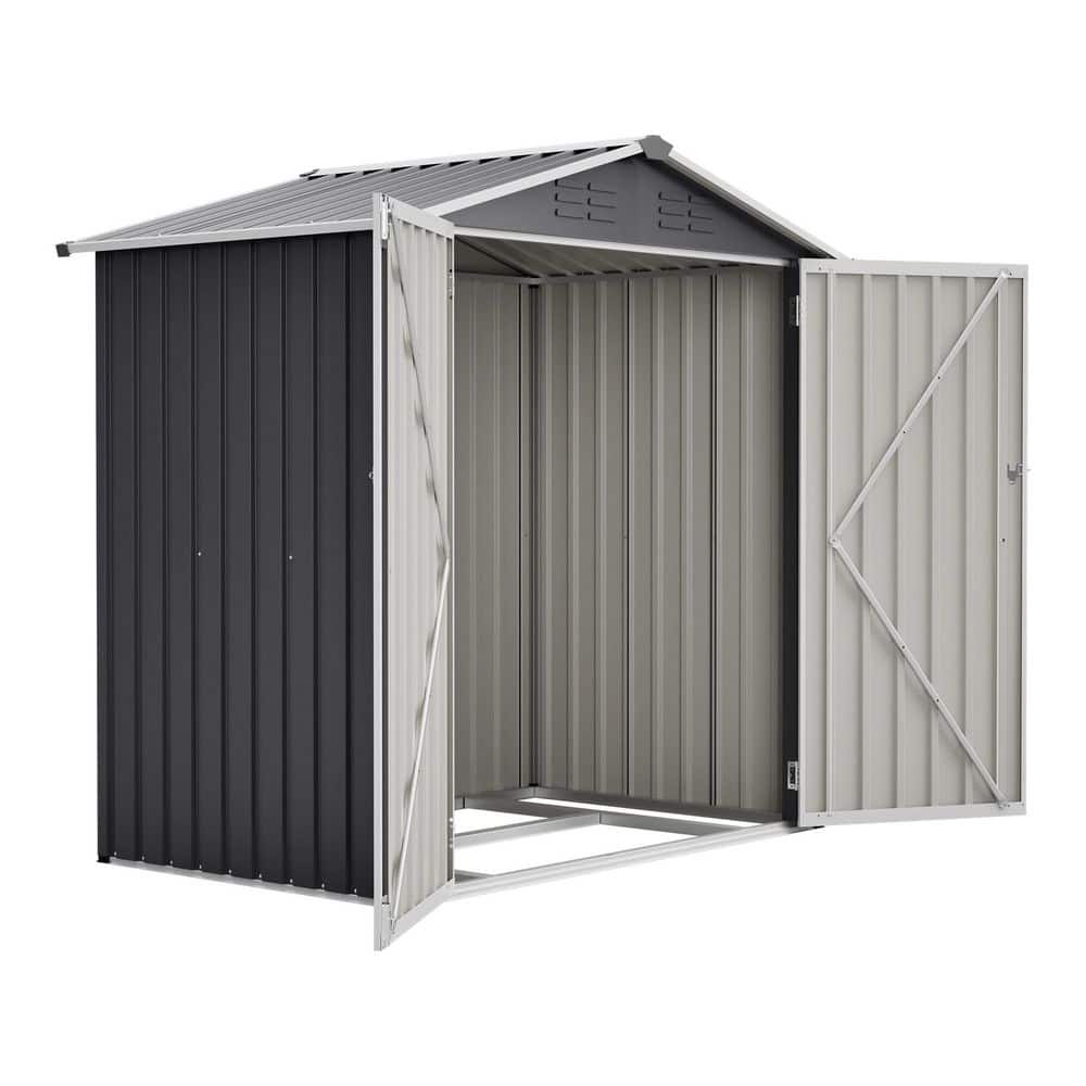 6 ft. W x 4 ft. D Outdoor Metal Shed with Double Door and Lockable Door, Black (24 sq. ft. ) price history on PriceWatchPro