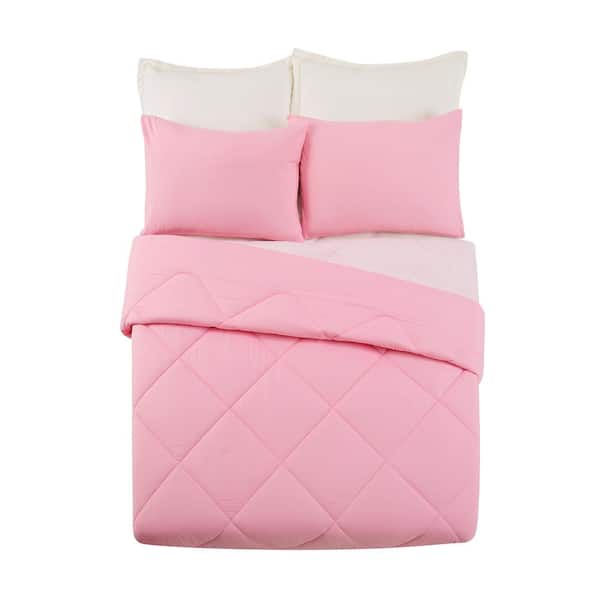 Urban Playground Solid Pink Microfiber Full/Queen 3-Piece Comforter Set