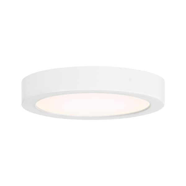 Savoy House 5.30 in. 10-Watt Modern White Integrated LED Flush Mount with Clear Shade