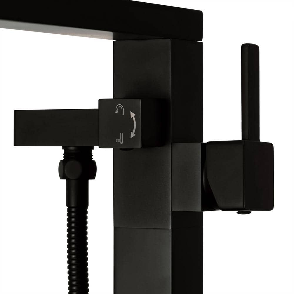 Matte Black Stainless Steel Freestanding Tub Filler with Handshower