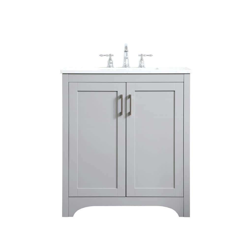 Simply Living 30 in. W x 19 in. D x 34 in. H Bath Vanity in Grey with Calac