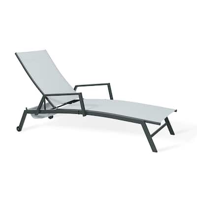 Belle Long Reclining Single Chaise Steel Outdoor Chaise Lounge Chairs