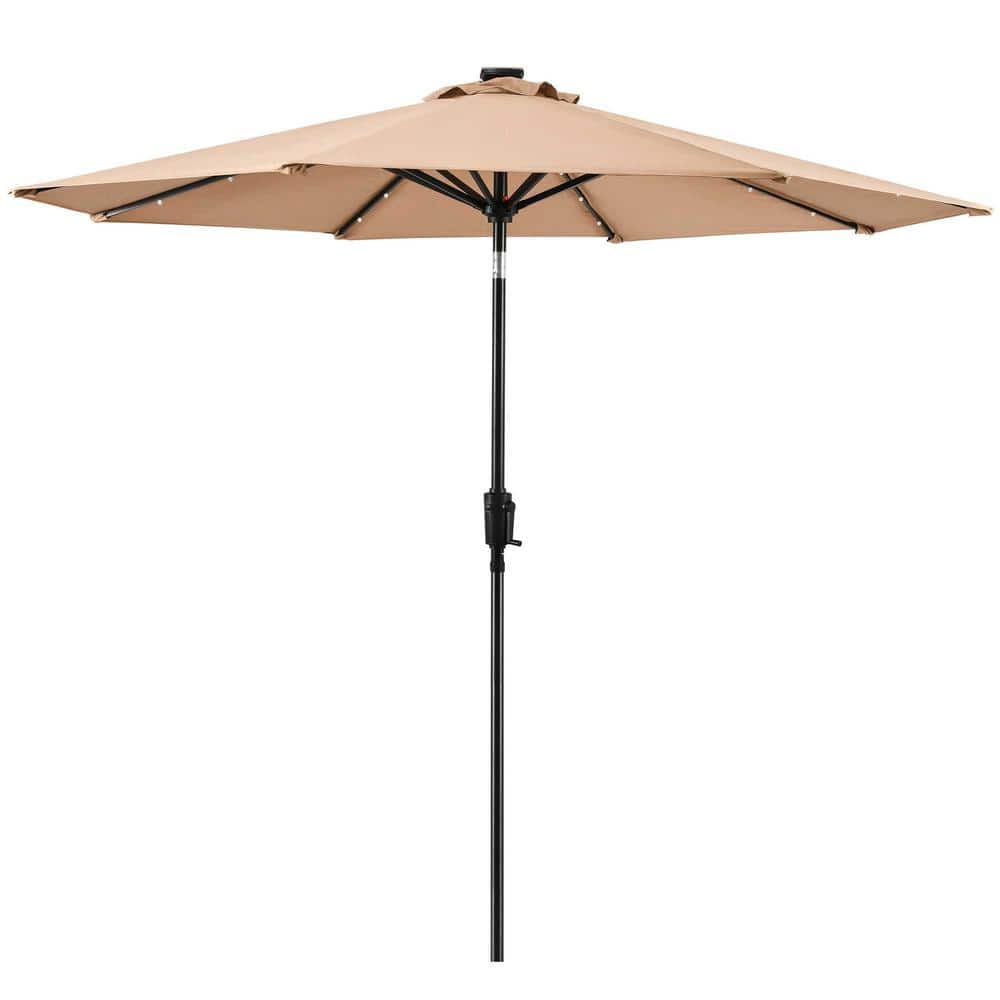 9 ft. Round Solar Lighted Market Patio Umbrella in Taupe price history on PriceWatchPro