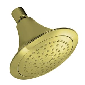 Forte 1-Spray 5.5 in. Single Wall Mount Fixed Rain Shower Head in Vibrant French Gold