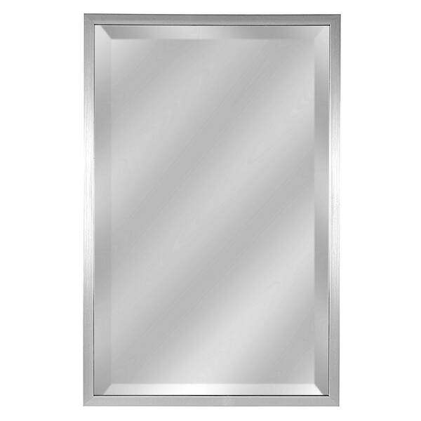 Alpine Art & Mirror Medium Rectangle Brushed Pewter Beveled Glass Contemporary Mirror (29.5 in. H x 19 in. W)