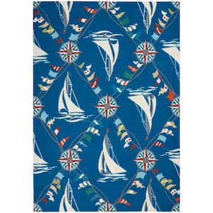 Sun N' Shade Navy 4 ft. x 6 ft. Geometric Contemporary Indoor/Outdoor Area Rug
