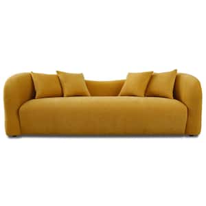 Handan 94 in. W Round Arm Boucle Fabric Mid Century Modern Luxury Curvy Couch in Dark Yellow