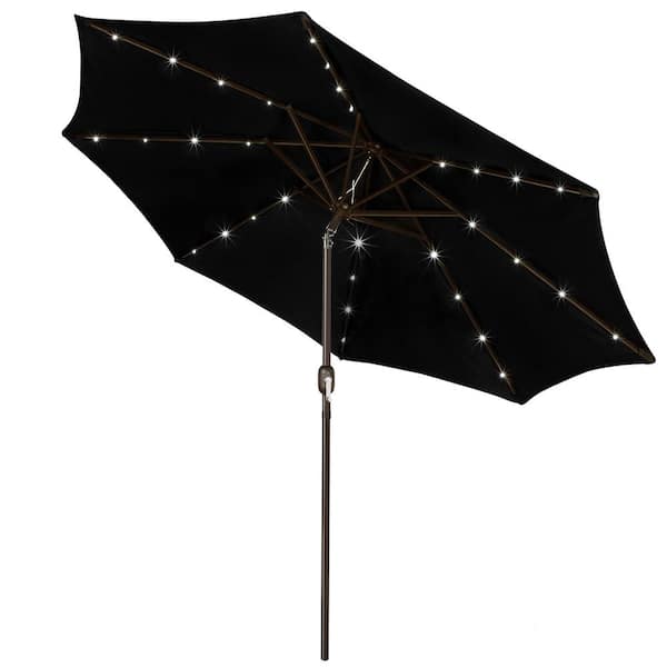 Unbranded 9 ft. Aluminum Outdoor LED Market Patio Umbrella in Black