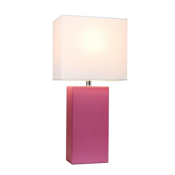 Modern Hot Pink Leather Table Lamp, Light Pink Table Lamp Shade