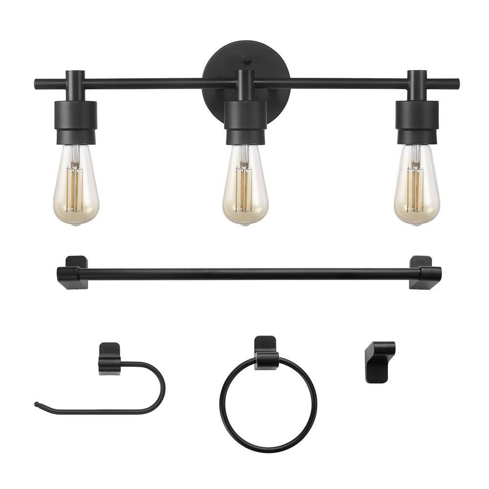 Globe Electric Alexandria 21.25 in. 3Light Matte Black Vanity Light