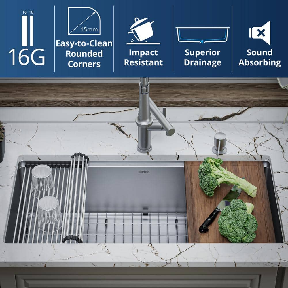 Elite 36" Stainless Steel Undermount Workstation Kitchen Sink