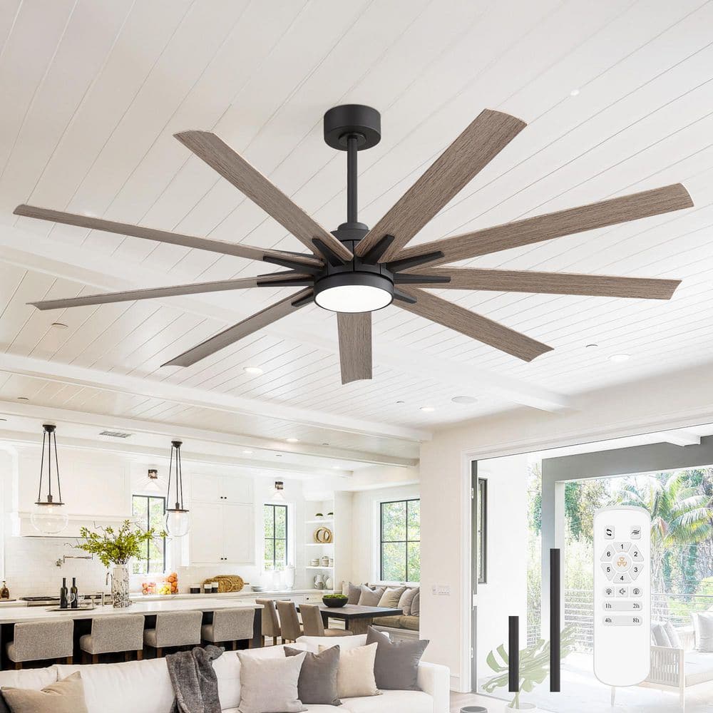 Breezary Zolman 65 in. Windmill Black Ceiling Fan with LED Light