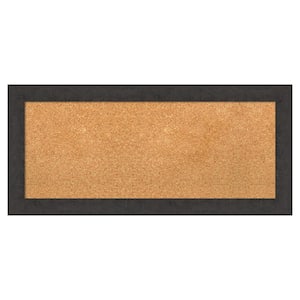 Rustic Plank Espresso Narrow Natural Corkboard 33 in. x 15 in. Bulletin Board Memo Board