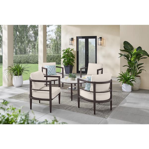 Hampton Bay Saddle View Espresso Stationary Metal Outdoor Lounge