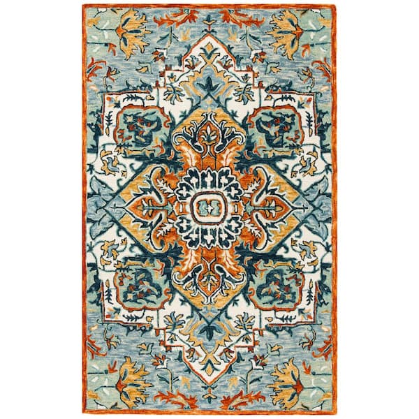 SAFAVIEH Aspen Blue/Rust 5 ft. x 8 ft. Floral Area Rug