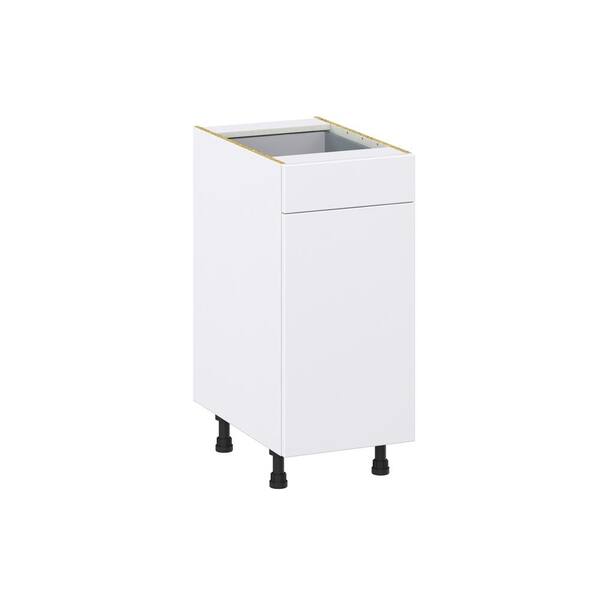 J COLLECTION Fairhope Bright White Slab Assembled 3 Waste Bins Pull out Kitchen Cabinet (24 in. W x 34.5 in. H x 24 in. D)
