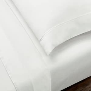 300 Thread Count Wrinkle Resistant Cotton Sateen White 4-Piece Full Sheet Set