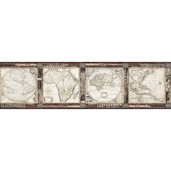 Chesapeake Oliver Black Map Black Wallpaper Border Sample