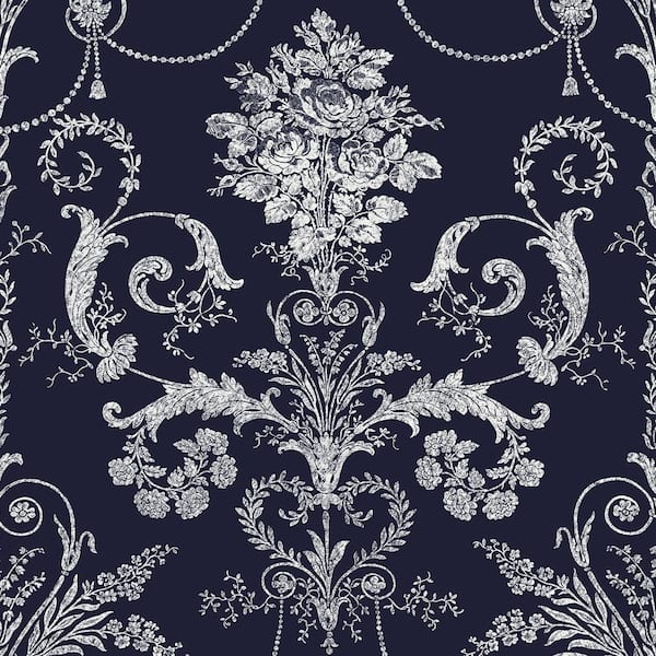 Laura Ashley Josette Midnight Unpasted Removable Wallpaper Sample
