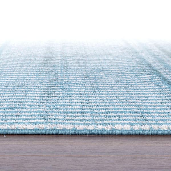 Contemporary Minimalistic Stripe LInes Blue 7 ft. 10 in. x 10 ft. Area Rug