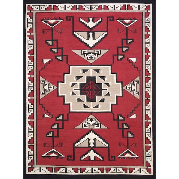 Tuscany Red/Black 8 ft. x 10 ft. Geomatric Area Rug