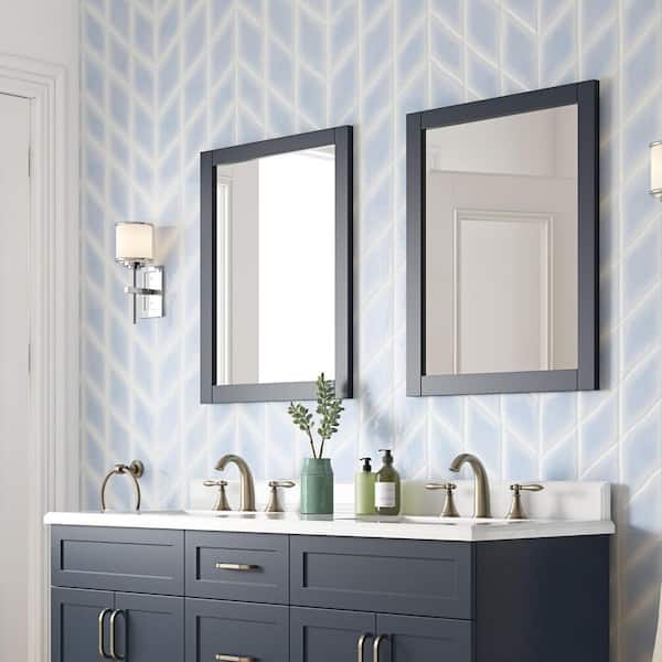 Lincoln 22 in. W x 30 in. H Rectangular Framed Wall Mount Bathroom Vanity Mirror in Midnight Blue