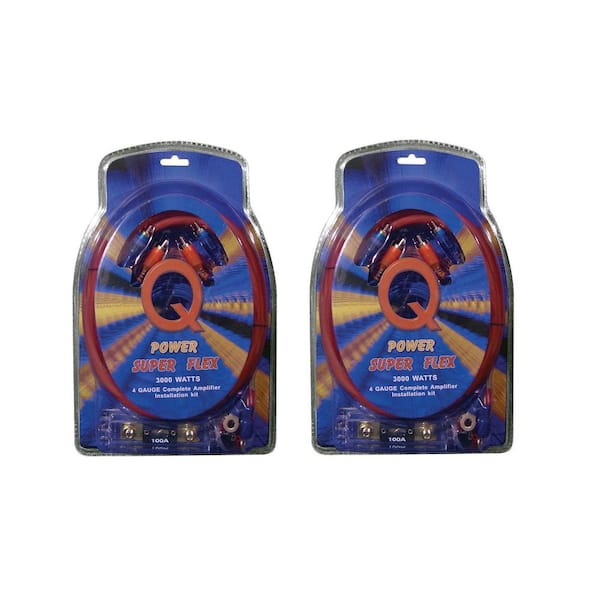 Super Flex 4-Gauge 3000-Watt Amplifier Car Audio Wiring Amp Kit (2 Pack)