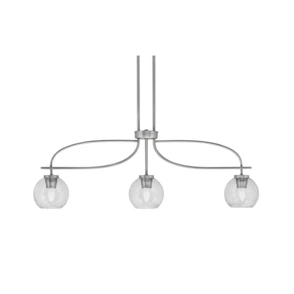 Unbranded Olympia 13 in. 3-Light Chandelier Graphite Smoke Bubble Glass Shade