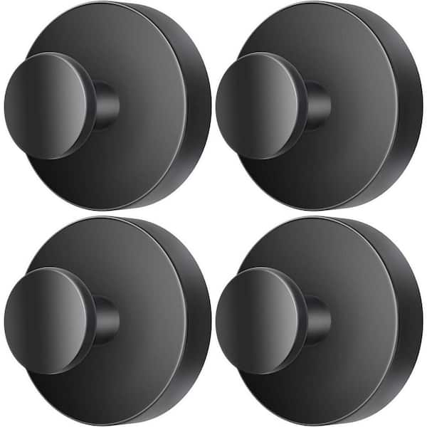 4 Pack Stainless Steel Suction Cup Hooks in Black 15lb Hold for Shower, Glass, Mirror