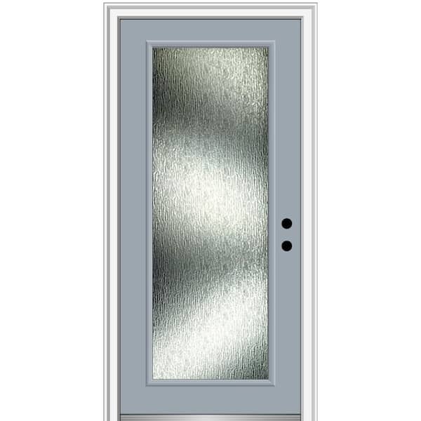 MMI Door Rain Glass 32 in. x 80 in. Left-Hand Inswing Full Lite Painted Storm Cloud Prehung Front Door on 4-9/16 in. Frame