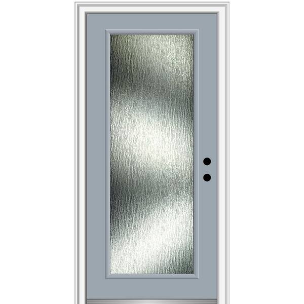 MMI Door 34 in. x 80 in. Left-Hand/Inswing Rain Glass Storm Cloud Fiberglass Prehung Front Door on 6-9/16 in. Frame
