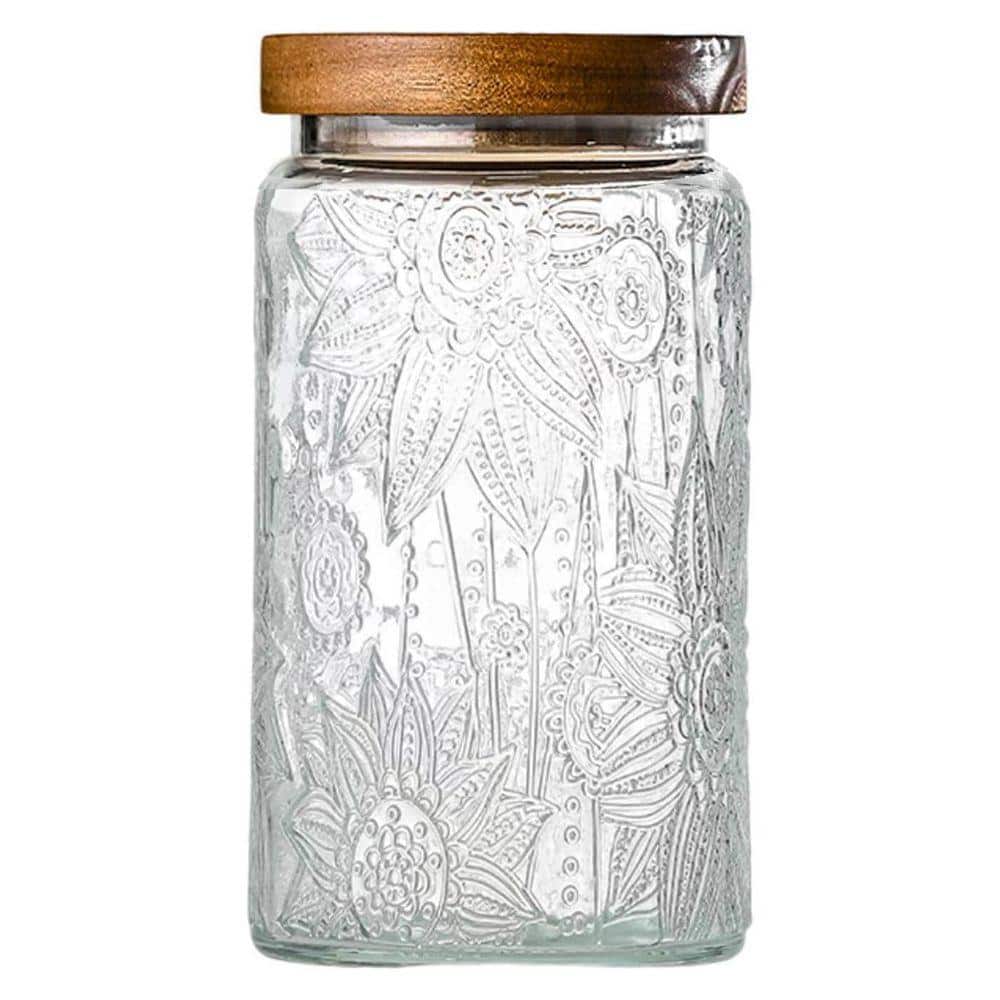 Lynzavix 1-Piece Airtight Stackable Vintage Glass Jar with Lid