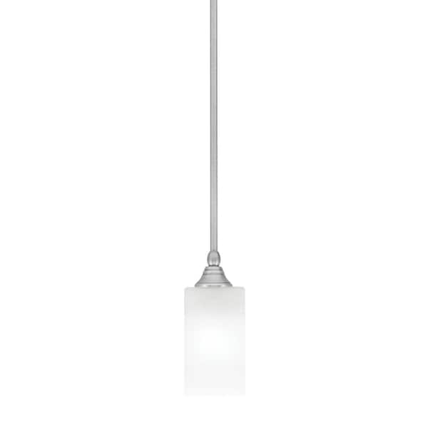 Unbranded Sparta 100-Watt 1-Light Brushed Nickel Shaded Pendant Light Mini Pendant with White Marble Glass and No Bulb Included
