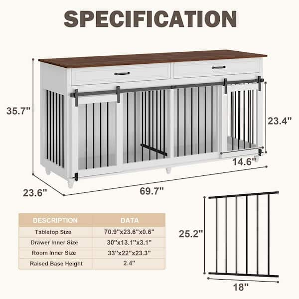 WIAWG Wooden Dog Crate Kennel, Walnut Dog Cage Furniture with 2 Drawers and  Divider, Heavy Duty Dog Crate for Small Medium Dog Y-THD-150144-0506-cc -  The Home Depot