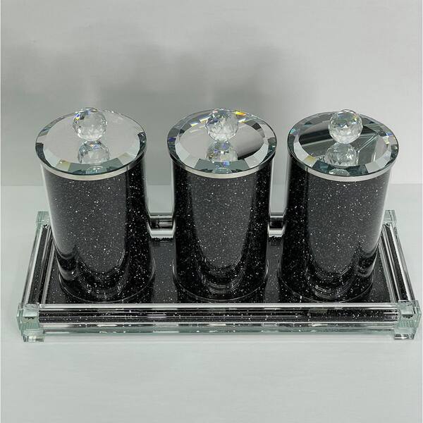 Amisglass Clotino Set of 3, Glass Kitchen Canister - Set of 3