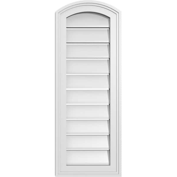 Ekena Millwork 12 in. x 30 in. Arch Top Surface Mount PVC Gable Vent: Decorative with Brickmould Frame