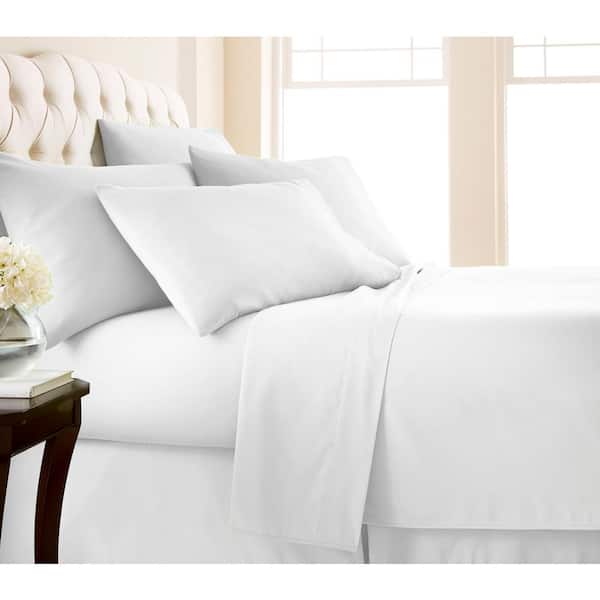 Southshore Fine Linens Vilano 16 in. Deep Pocket 7-Piece White Split King Microfiber Sheet Set