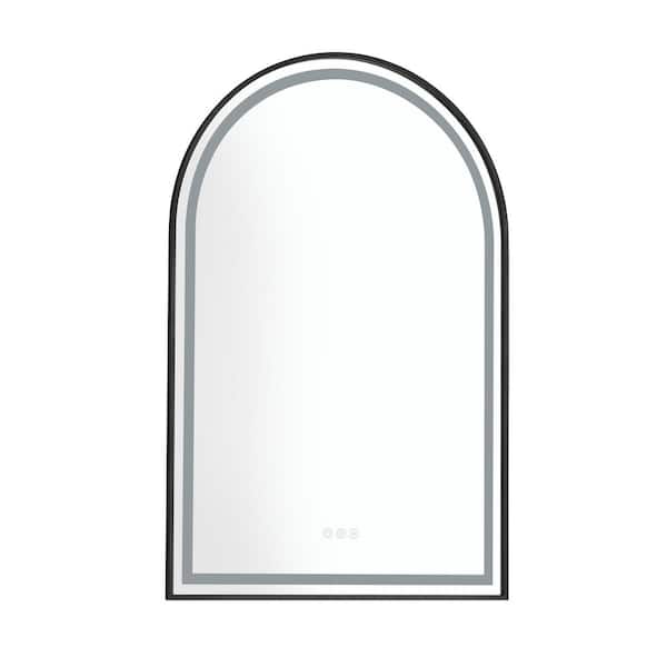 Unbranded 26 in. W x 39 in. H Arched Stainless Steel Framed LED Wall Mount Bathroom Vanity Mirror Anti-Fog Modern Decorative