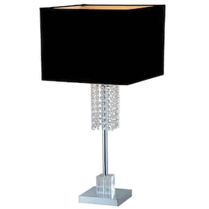 Adelyn 27 in. Square Modern Chrome and Black Crystal Table Lamp
