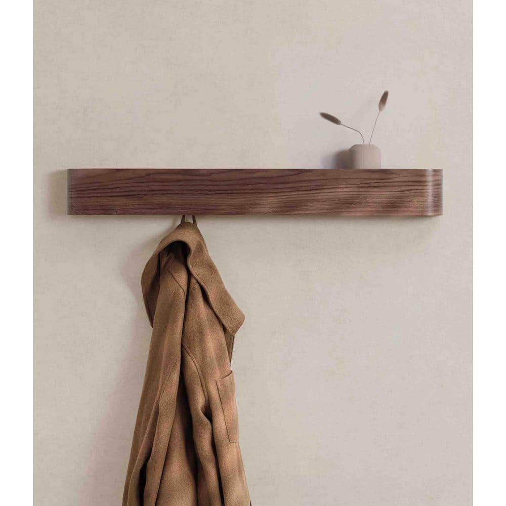 Walnut Wall-Mounted Coat Rack with 8 Hidden Hooks TG-D6-CR1WT