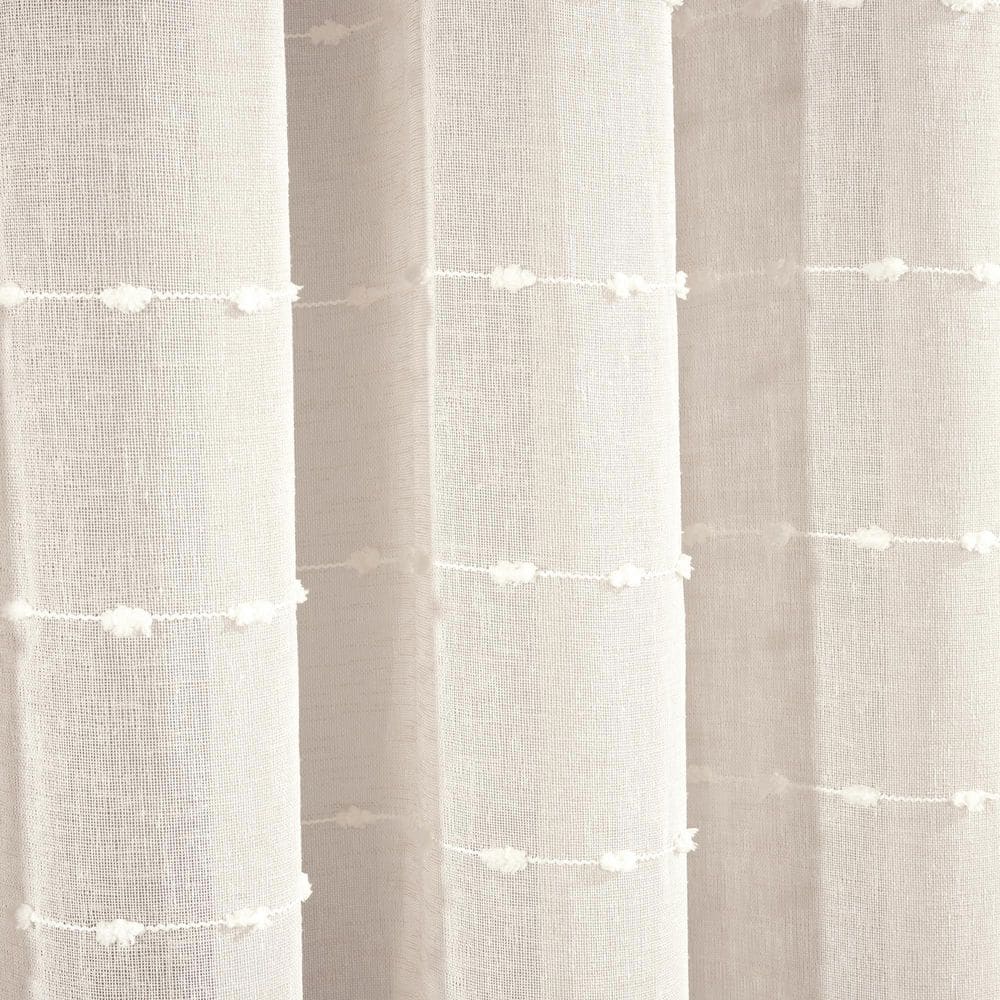 Beige Sheer Polyester Grommet Curtain Panel 115"W x 84"L